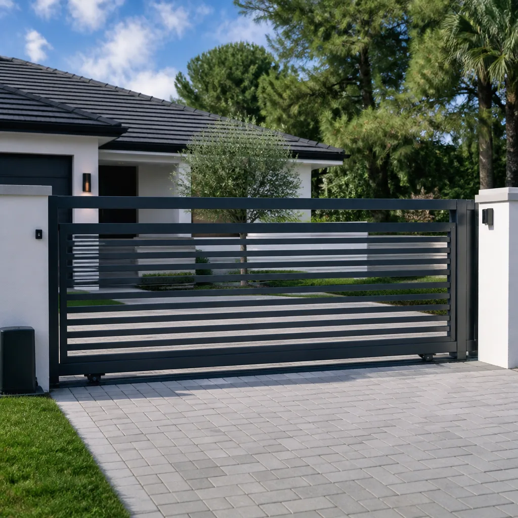 Sliding driveway gates
